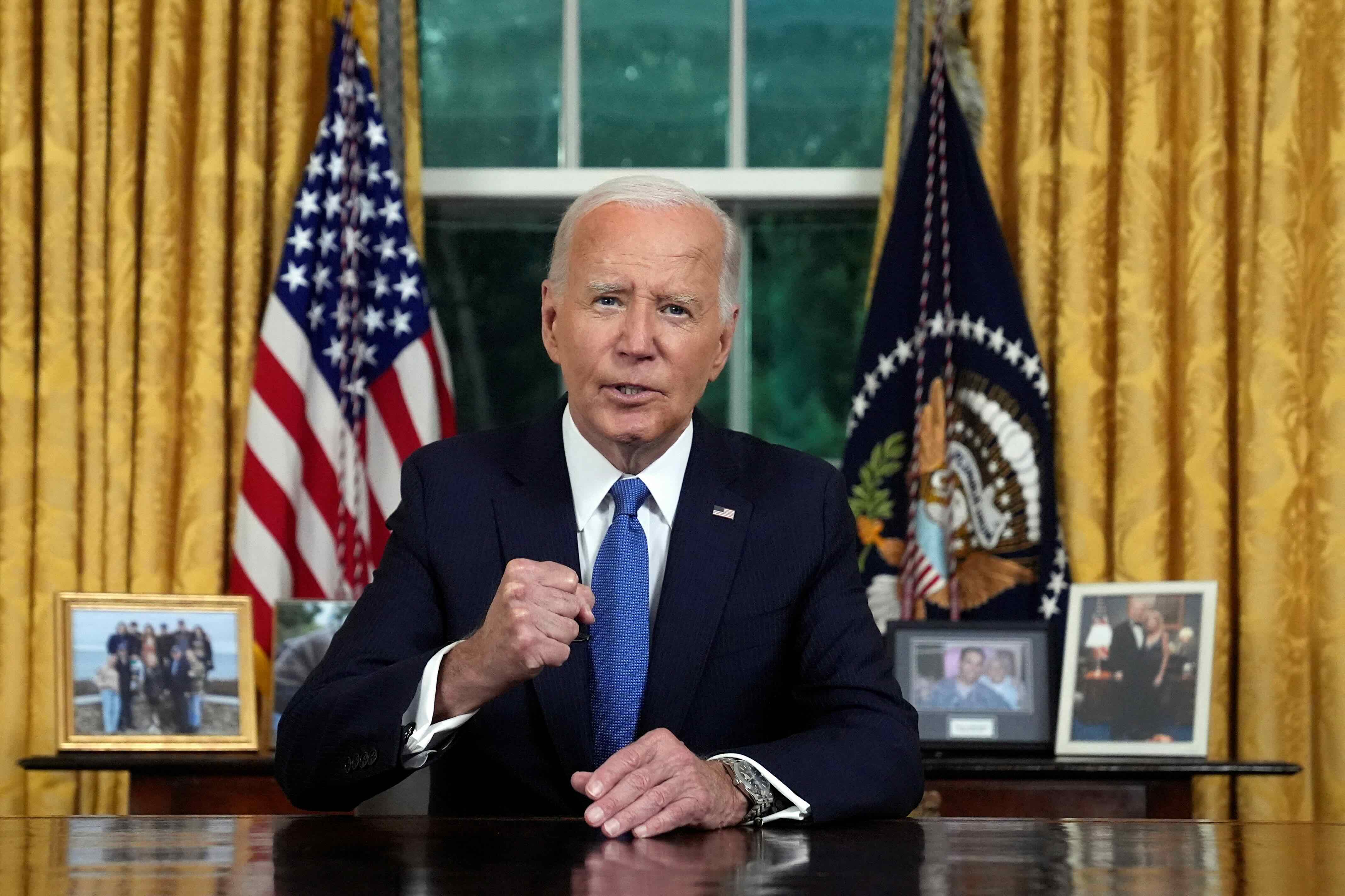 President Joe Biden explains his abrupt departure from the 2024 presidential race