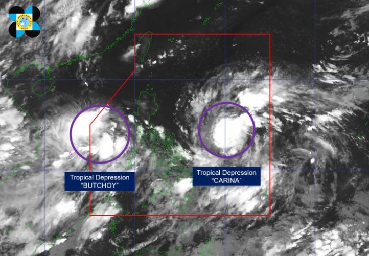 Tropical depressions Butchoy Carina form in PAR