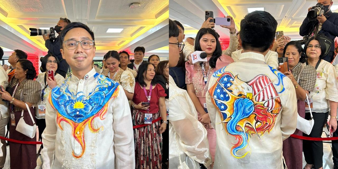 Kabataan Partylist Rep. Raoul Manuel's SONA 2024 hand-painted protest barong gives message of 'genuine change'