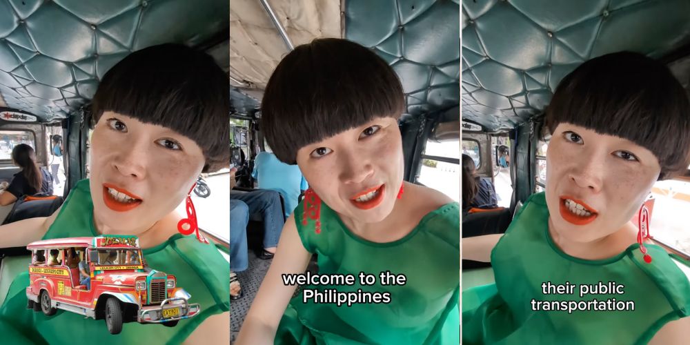 Atsuko Okatsuka rides a jeep while in Manila