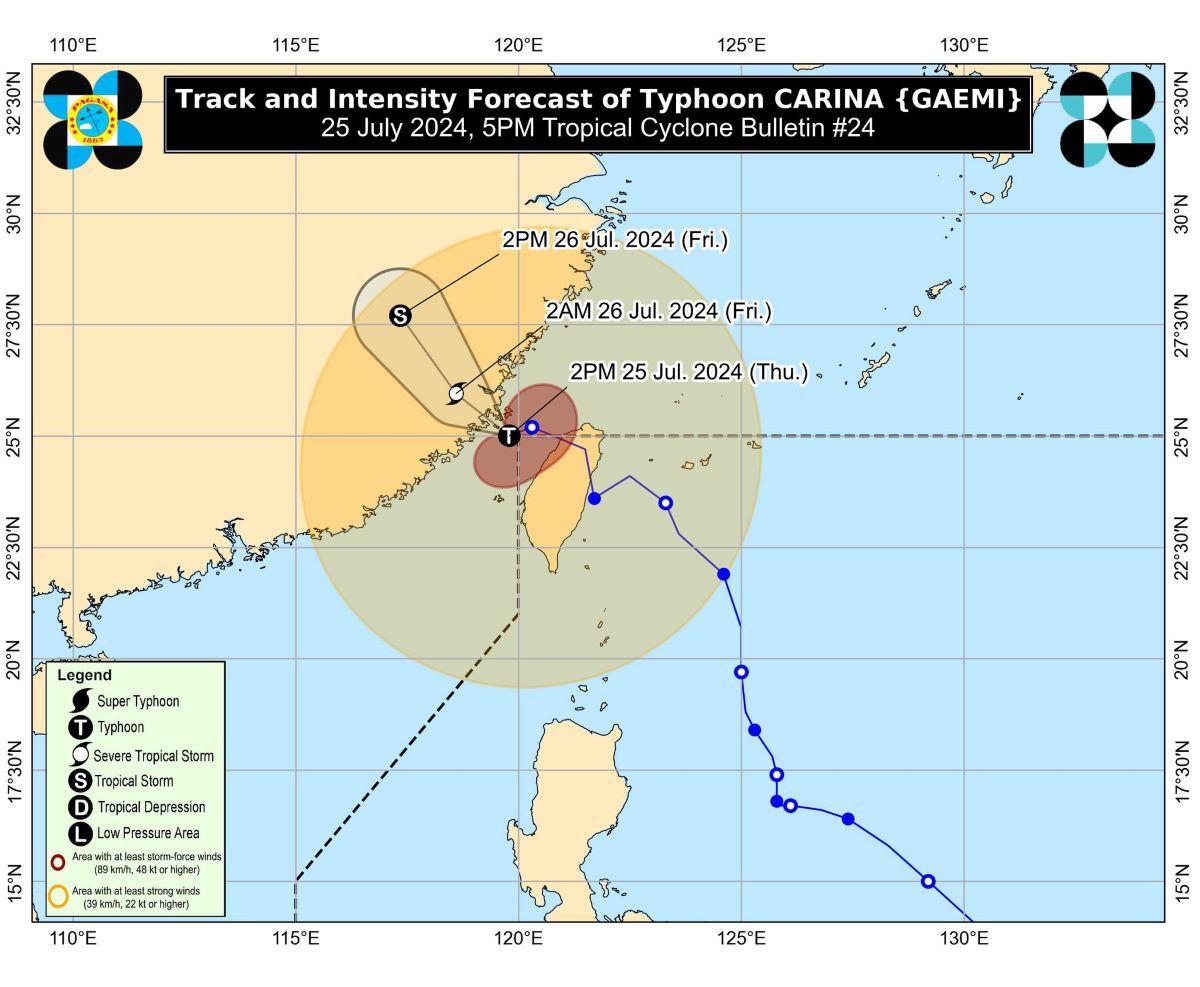 Batanes under Signal No. 1 as Carina heads for China