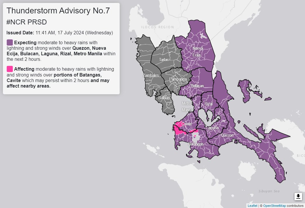 Heavy rains expected over Metro Manila, 5 Luzon provinces