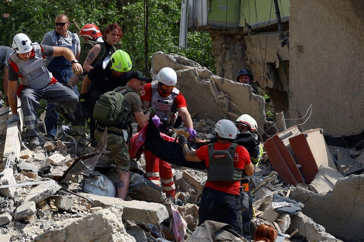 Russian airstrike causes damage in Kyiv, Ukraine