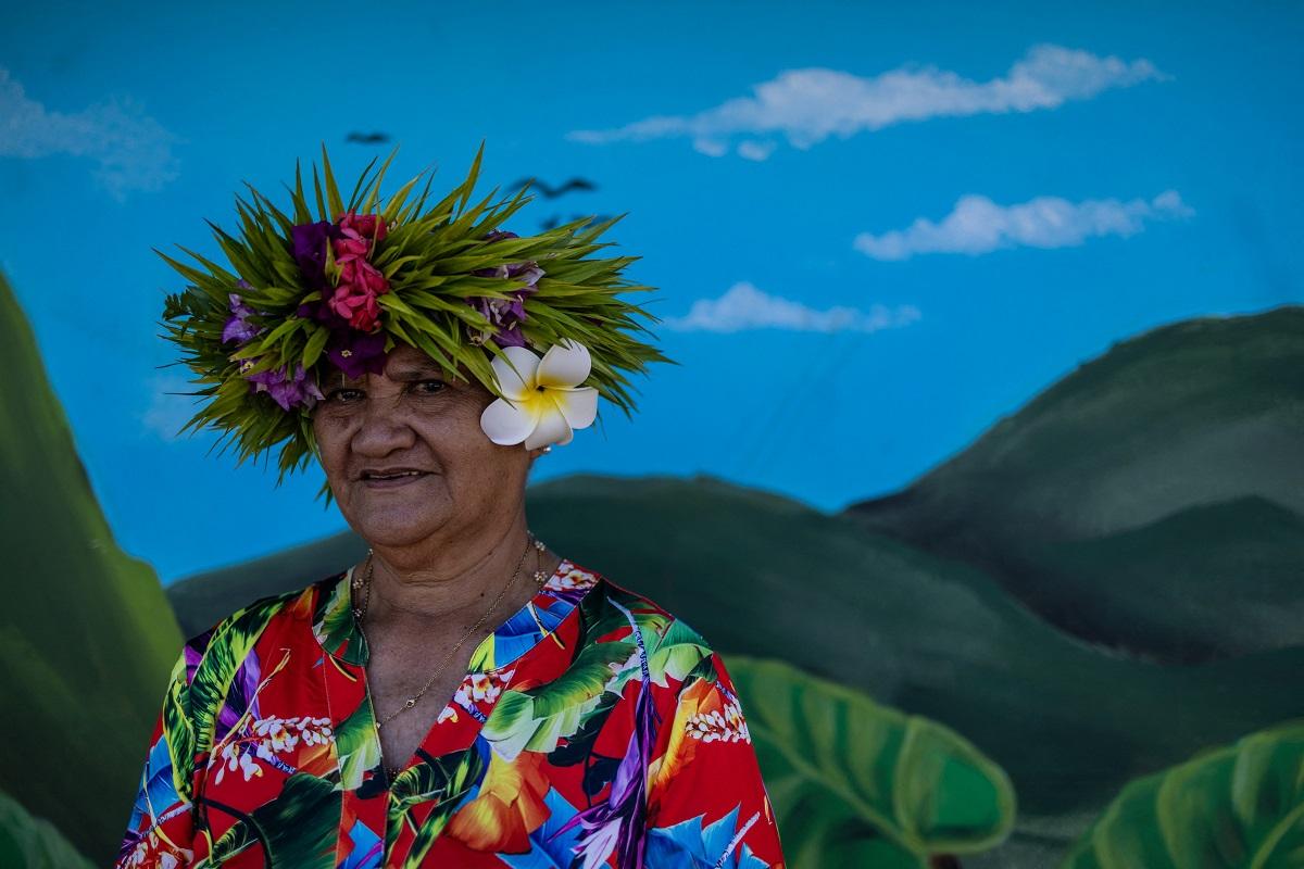 Matilde poses for a portrait near Teahupo'o, Tahiti, French Polynesia, August 6, 2024. REUTERS/ Carlos Barria