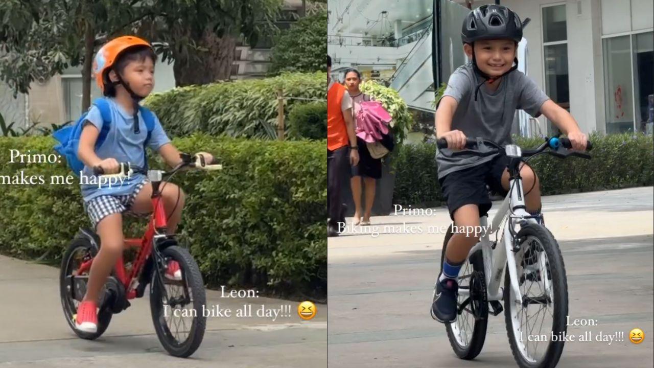 Iya Villania is thrilled as kids Primo and Leon go biking for the first time 