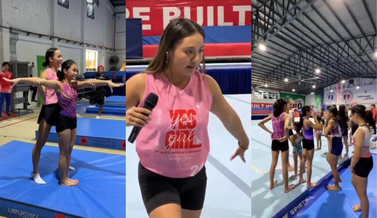 Olympic gymnasts Aleah Finnegan and Emma Malabuyo hold free gymnastics training in Manila 