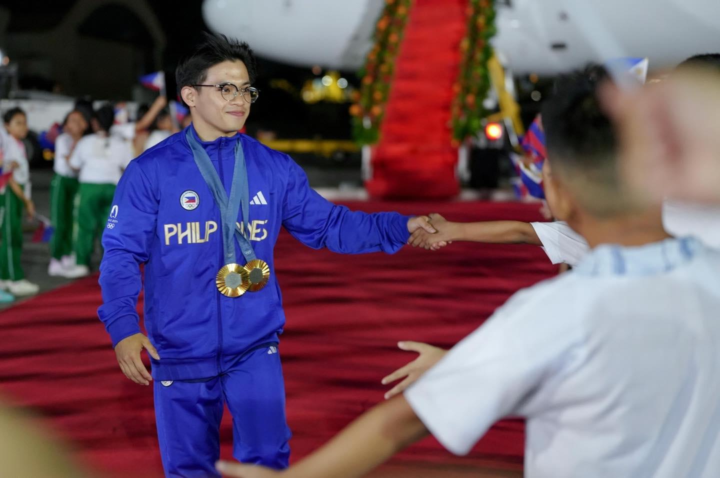 Philippine Olympian Carlos Yulo's arrival