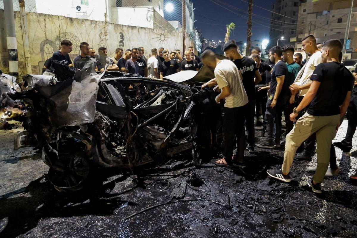 Aftermath of an Israeli air strike in Jenin, West Bank