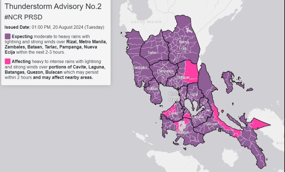 Thunderstorm warning up over Metro Manila, 6 provinces