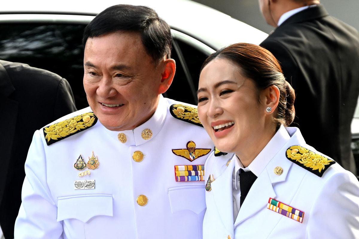 former Prime Minister Thaksin Shinawatra and Prime Minister-elect Paetongtarn Shinawatra