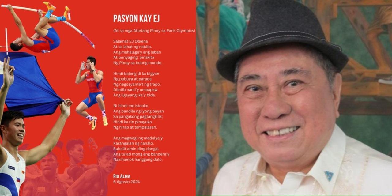 National Artist Virgilio Almario writes poem for EJ Obiena, other Filipino athletes