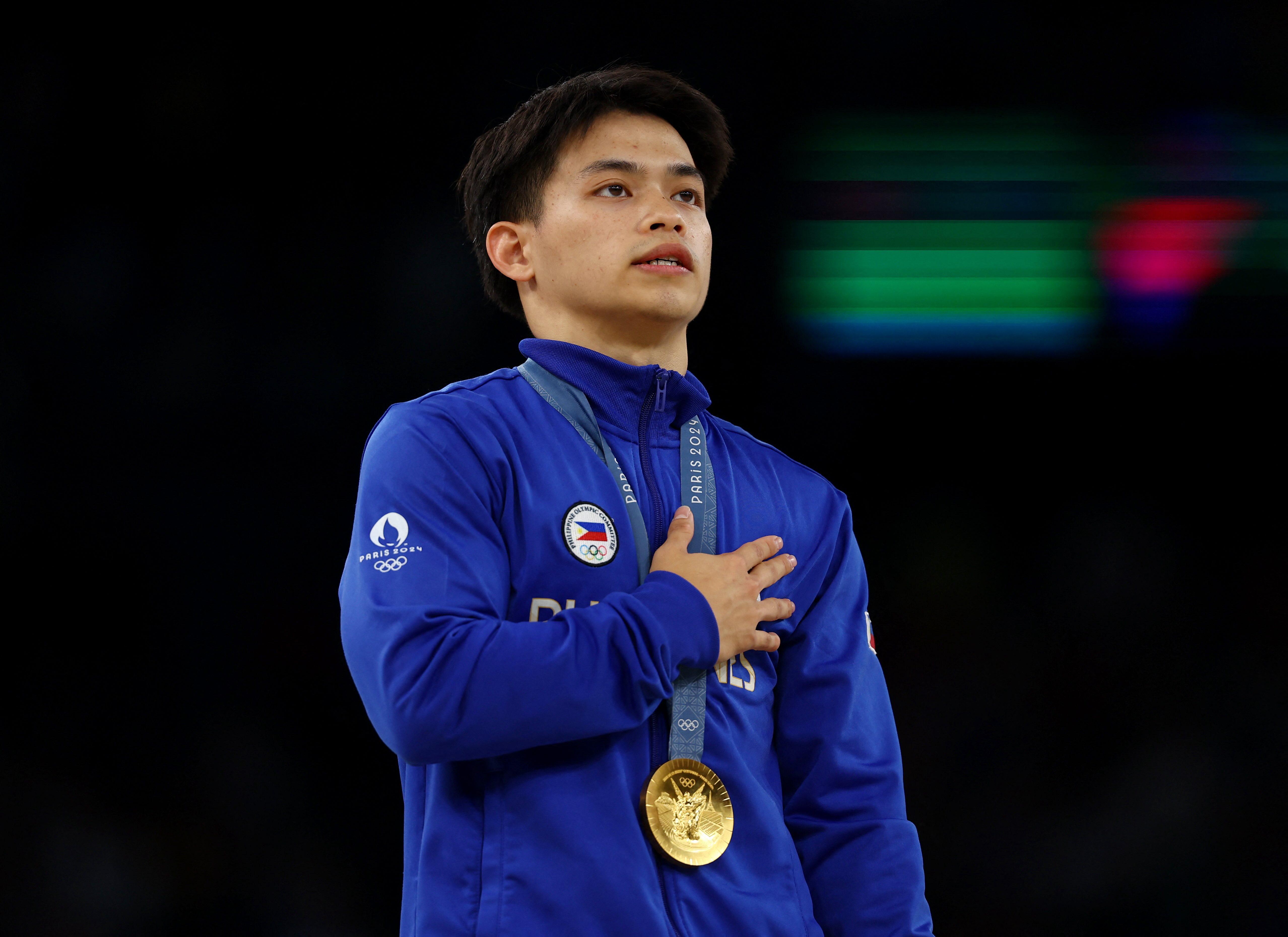 Carlos Yulo wins Olympic gold medal for floor exercise in Paris