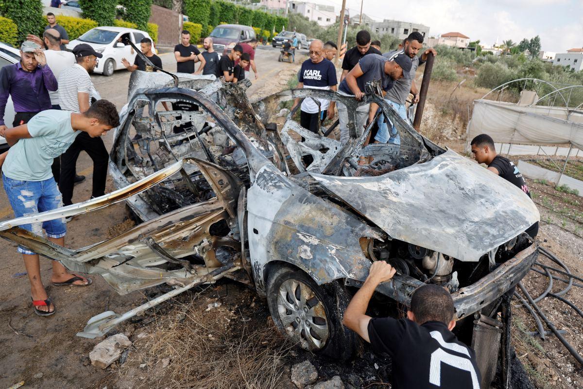 Aftermath of an Israeli air strike in the West Bank