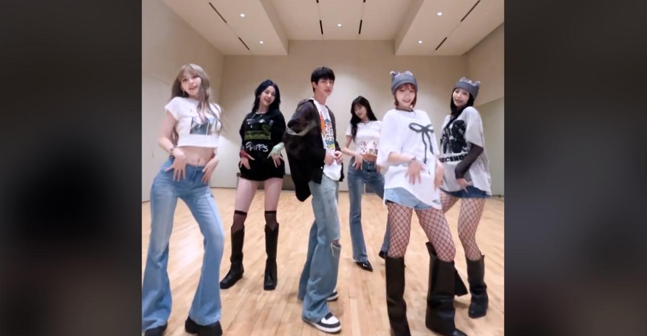 Jin of BTS dances to Le Sserafim's new song 'Crazy'