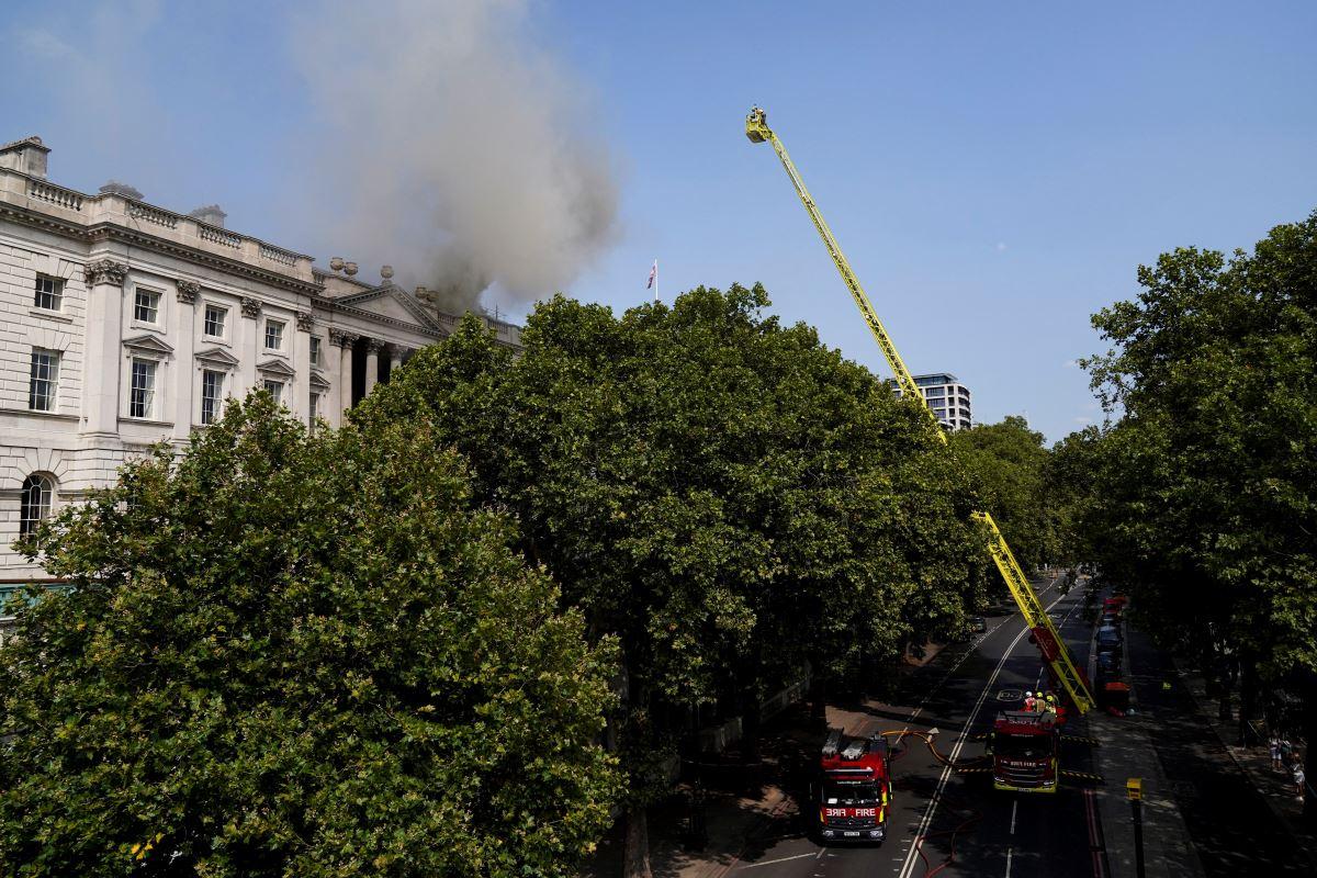 Fire at Somerset House in London, Britain