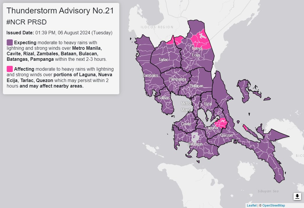 Thunderstorm advisory up over Metro Manila, 7 Luzon provinces