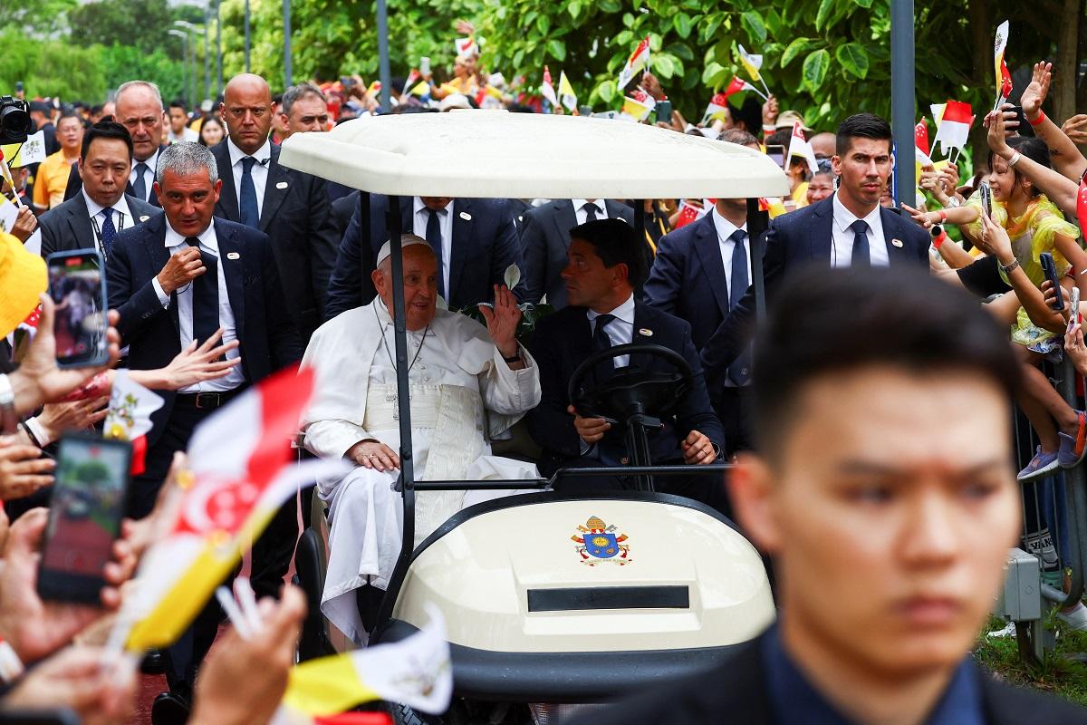 Pope Francis now in Singapore with inter-faith dialogue, climate on agenda