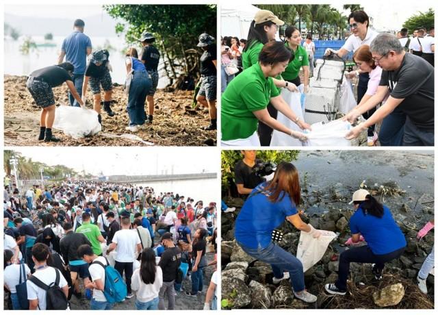 (Top L-R) SM City General Santos volunteers clear up Bauayan River; SM executives and Pasay City LGU join the fight for a trash-free Manila Bay at SM by the Bay at the SM Mall of Asia Complex. (Bottom L-R) SM City Mindpro volunteers gather to clean the RT Lim Boulevard; SM City Cebu and SM Seaside City Cebu clean Kinalumsan River by South Road Properties (SRP).