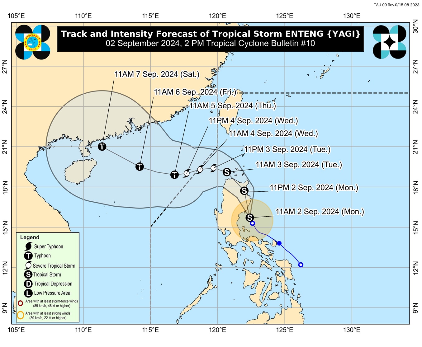 Signal 2 up over 9 Luzon areas as Enteng intensifies