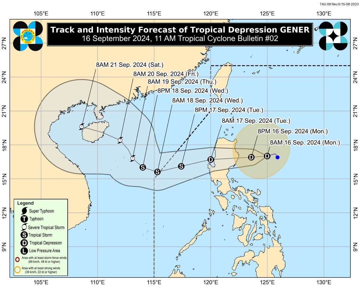 Tropical Depression Gener, Sept. 16, 2024, 11 a.m.