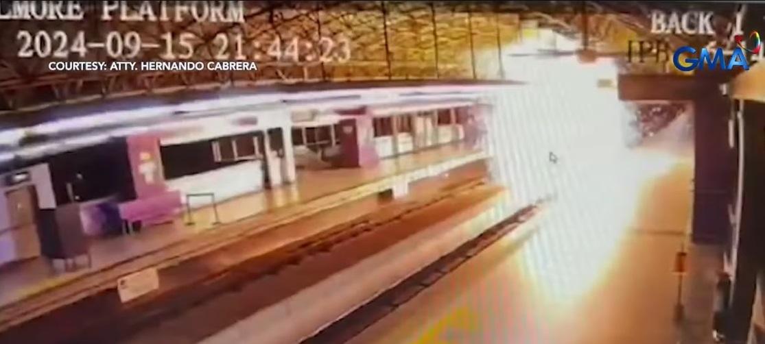 LRT2 Gilmore Station's catenary wire hit by lightning GMA News Online