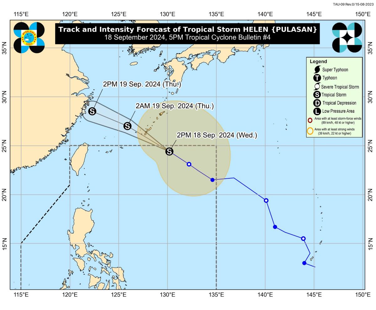 Helen about to exit PAR, according to PAGASA 