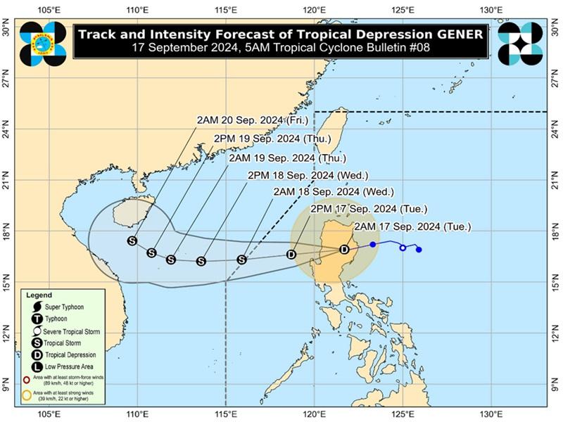 ジェネラルが北ルソン島上空を移動し、シグナルNo.1が24地域で上昇