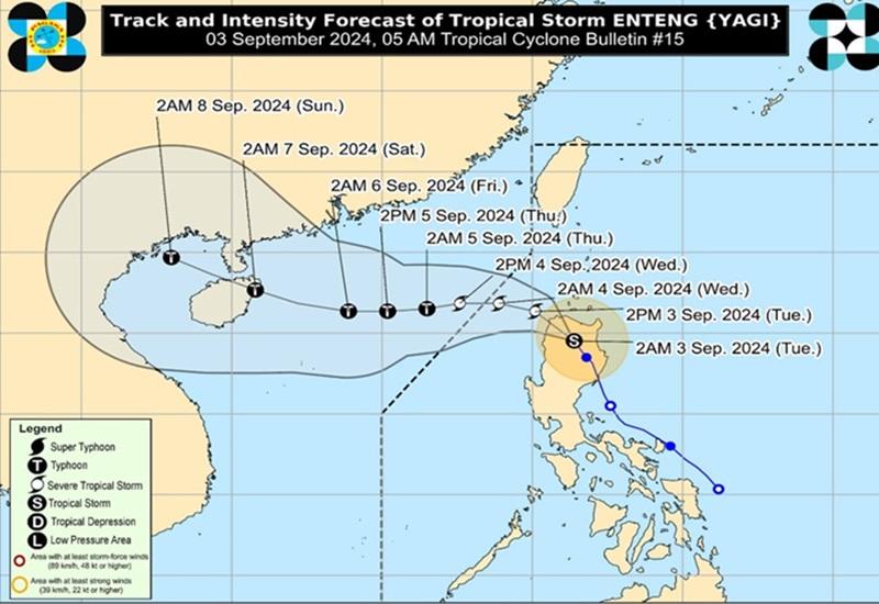 Enteng accelerates and is now over West Philippine Sea