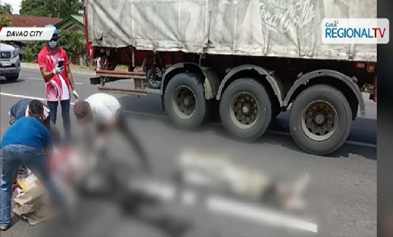 Rider, patay nang masagasaan ng truck na nakasabay niya sa kalye sa Davao City thumbnail