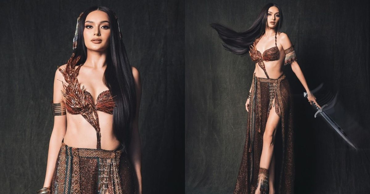 Ahtisa Manalo wears Visayan goddess costume created by 16-year-old, 12-year-old designers