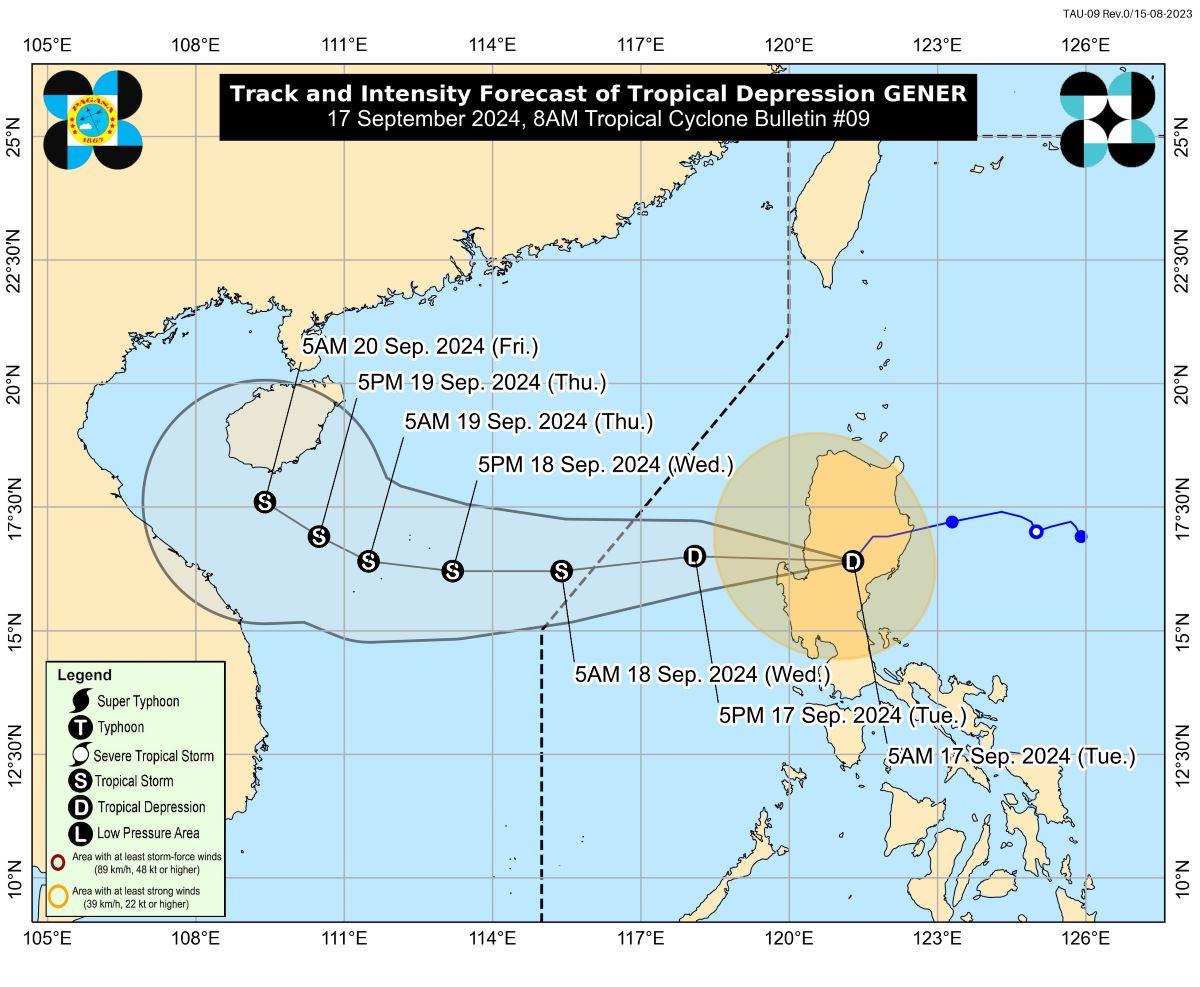 Tropical Depression Gener, Sept. 17, 2024, 8 a.m.