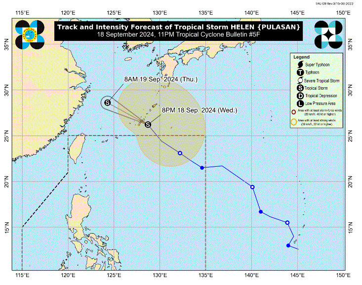 PAGASA: Helen exits PAR, heads for Japan