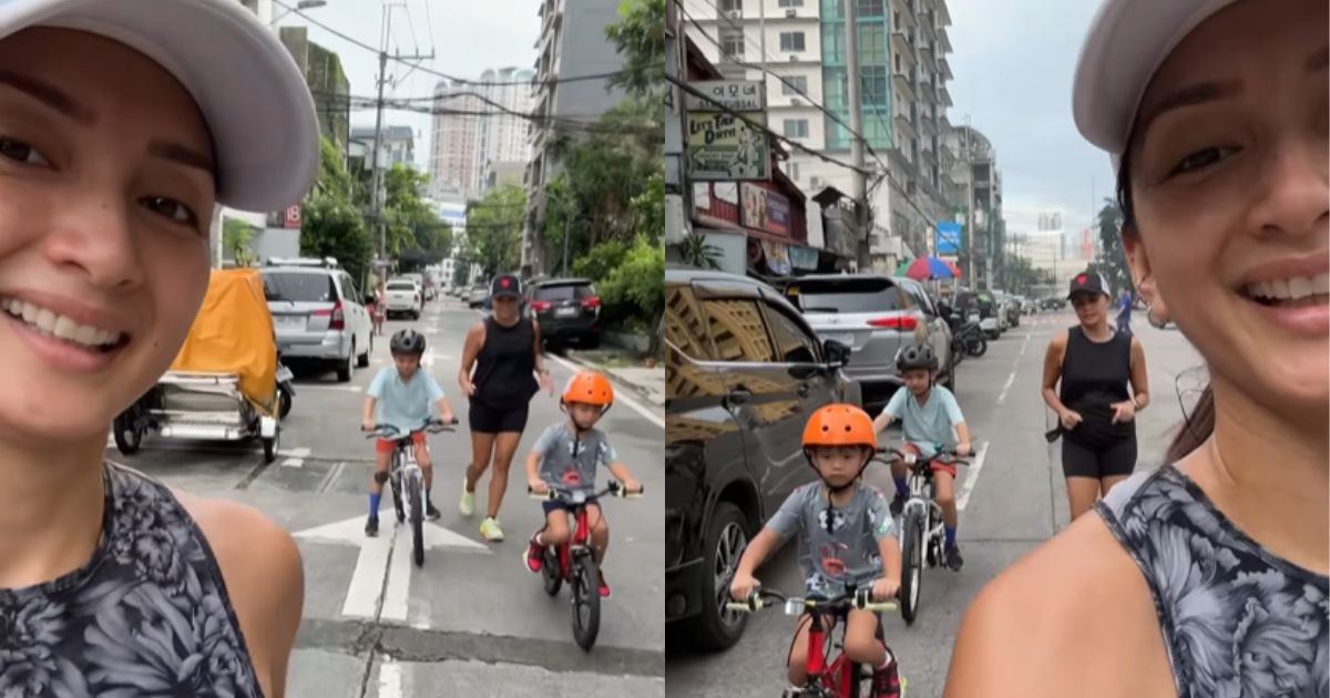 Iya Villania's kids Primo, Leon join her in 5 km run on their bikes