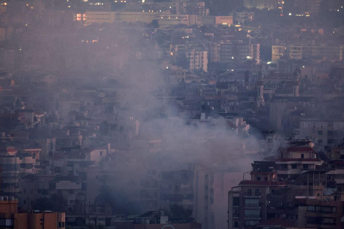 Israeli air strike in the southern suburbs of Beirut, Lebanon