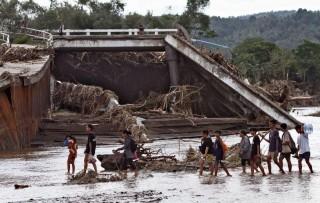 Bridge connecting 2 barangays in Laurel, Batangas destroyed by Kristine