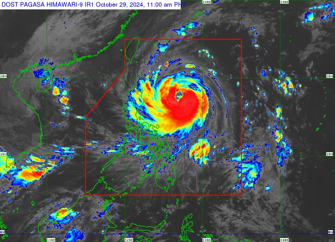 Tropical Cyclone Wind Signal No. 2 is hoisted over four areas in Luzon due to Leon.