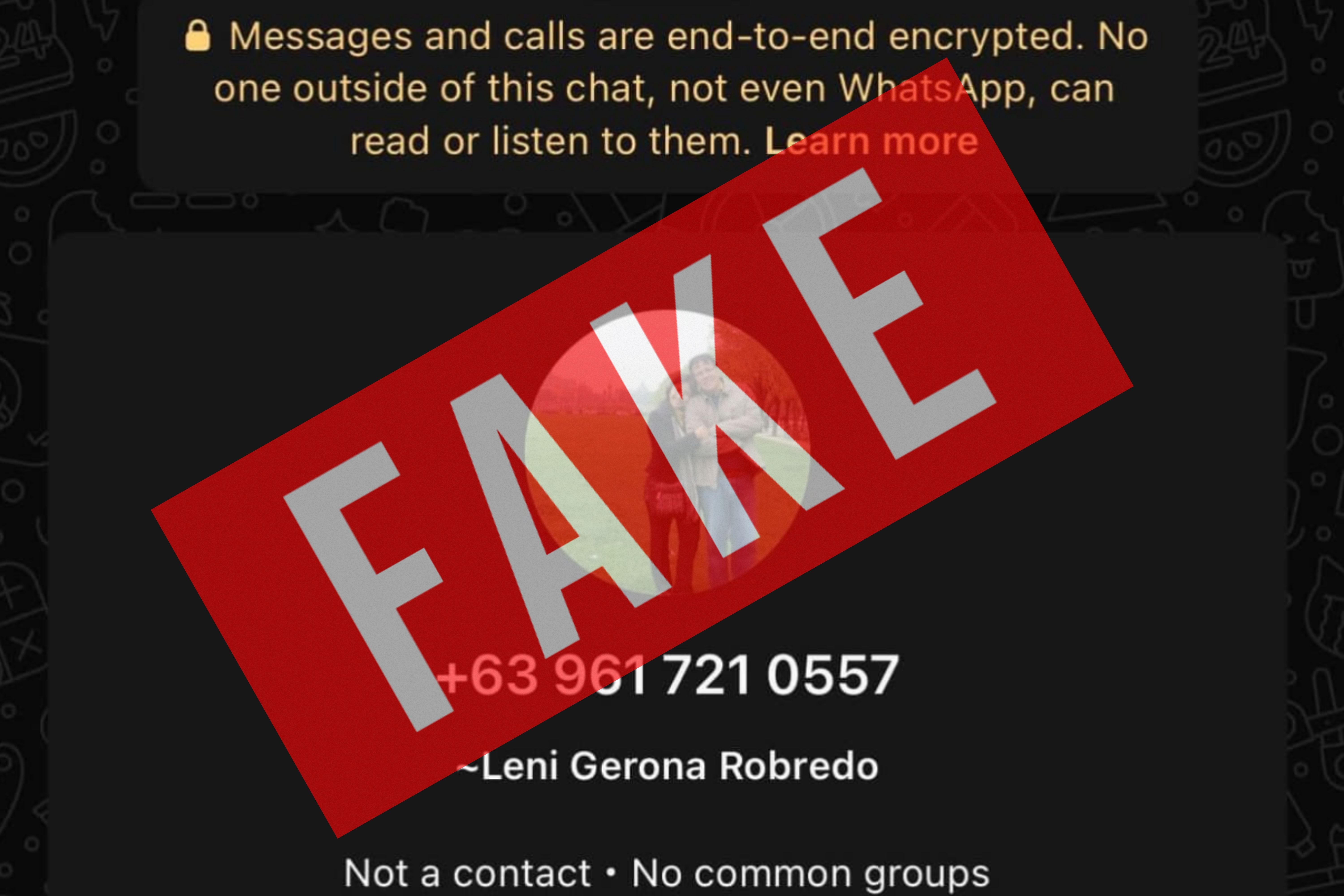 Former Vice President Leni Robredo warned the public about a fake number using her name and asking for donations for victims of TS Kristine