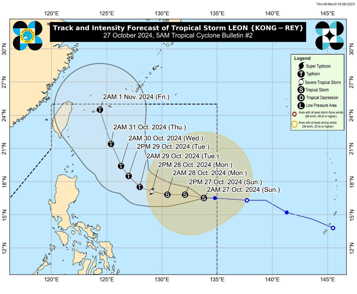 Tropical Storm Leon (international name: Kong-Rey), Oct. 27, 2024, 5AM