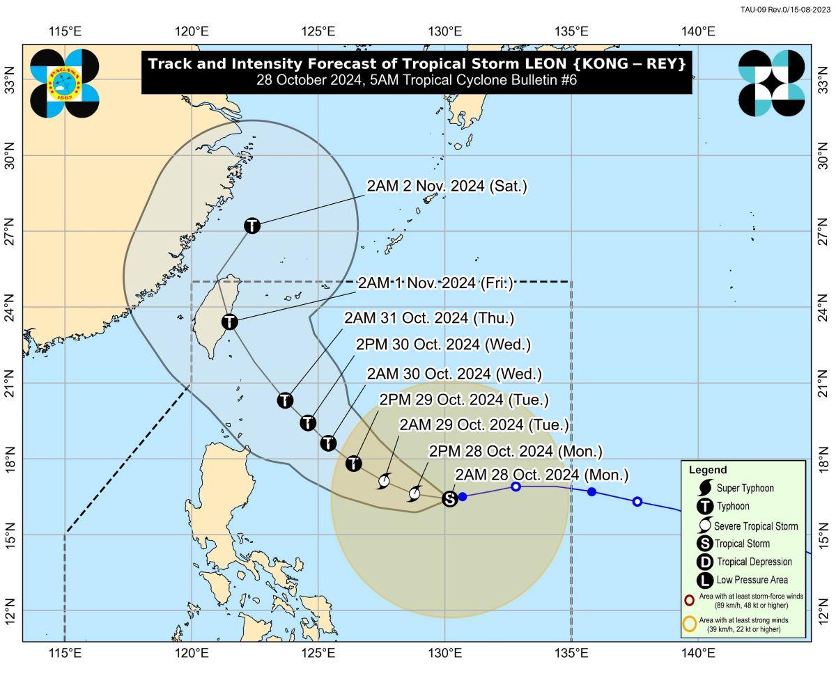 Tropical Storm Leon (international name: Kong-Rey), Oct. 28, 2024, 5AM