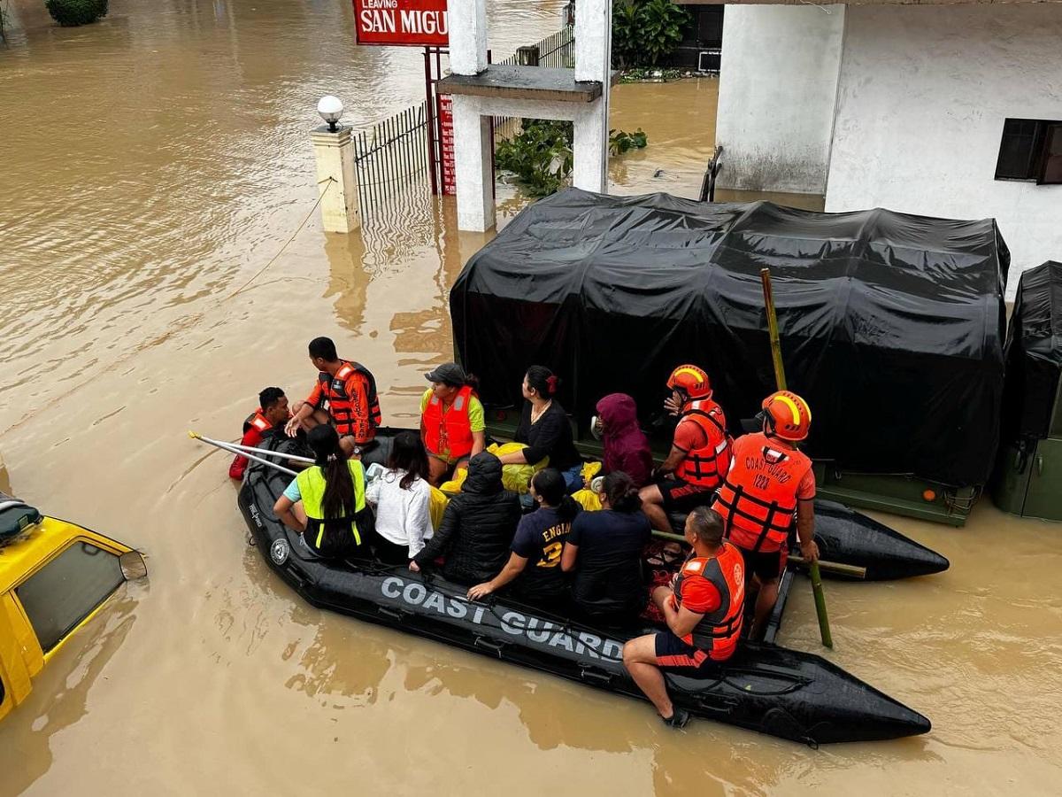 PCG personnel conduct search and rescue operations in Nabua, Camarines Sur