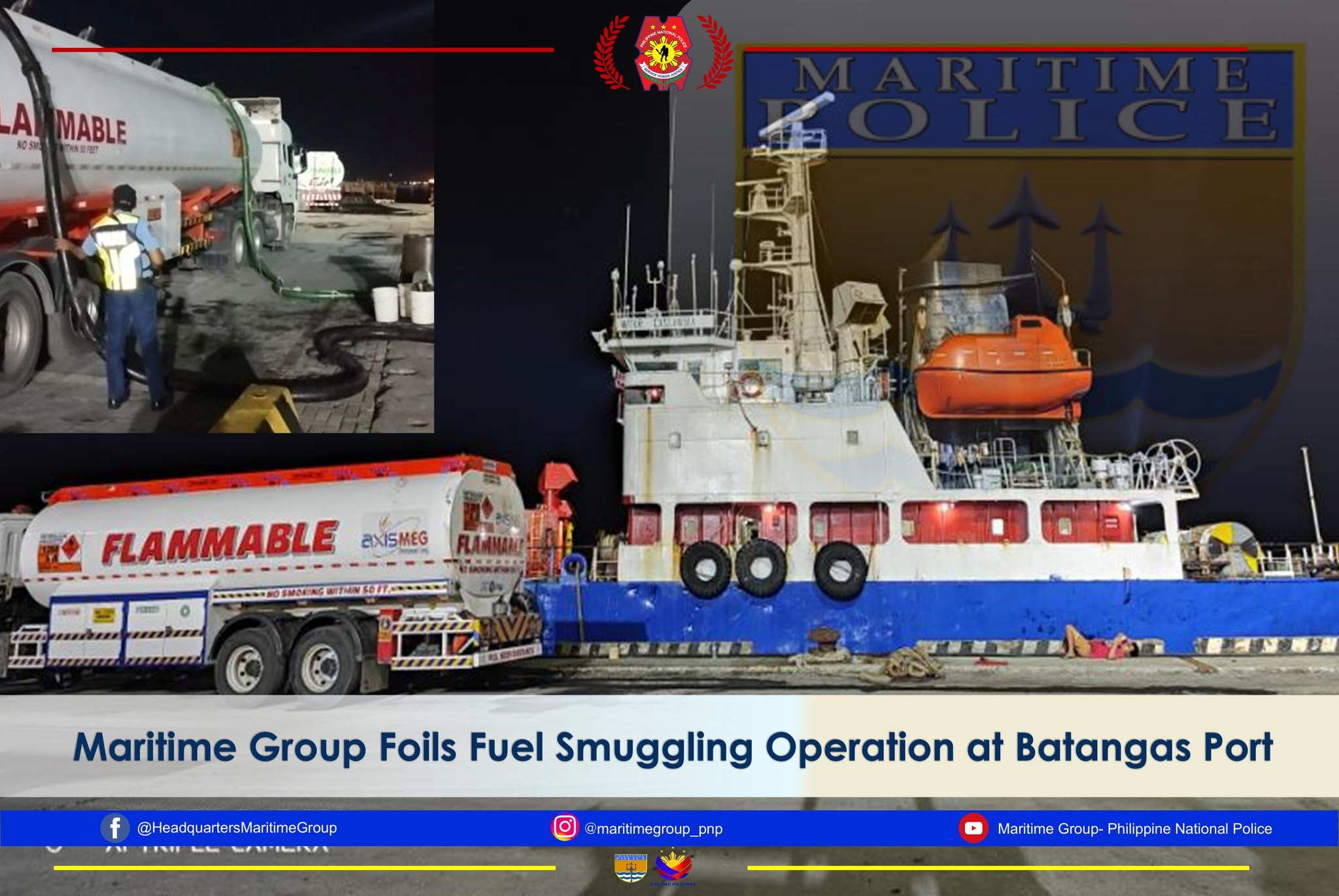 Motor tanker allegedly linked to fuel smuggling apprehended at Batangas port — PNP-MG