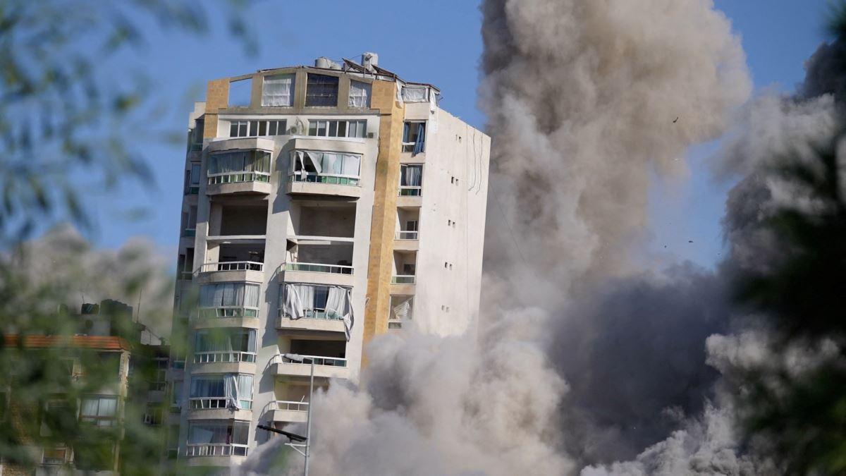 Israeli air strike on a building in the southern suburbs of Beirut, Lebanon