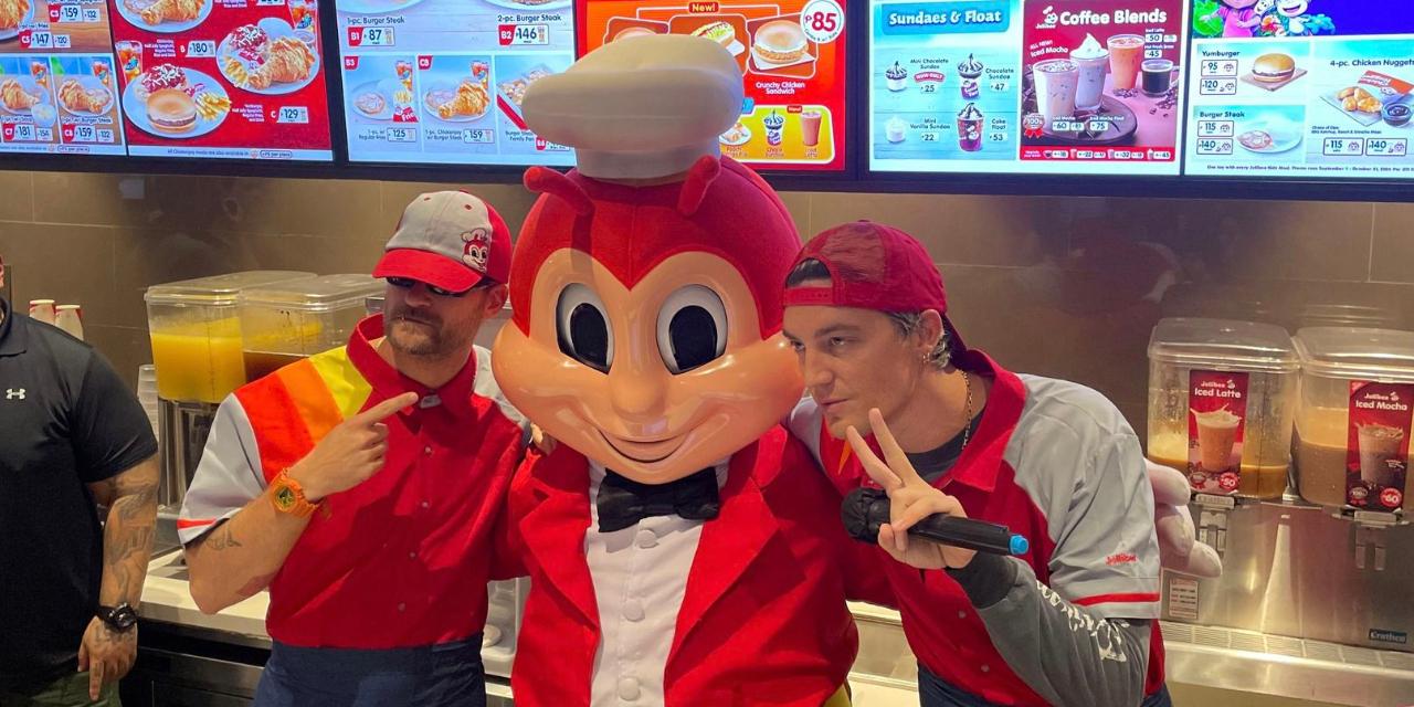 LANY swarmed by fans as they work the cashier at BGC fast food branch