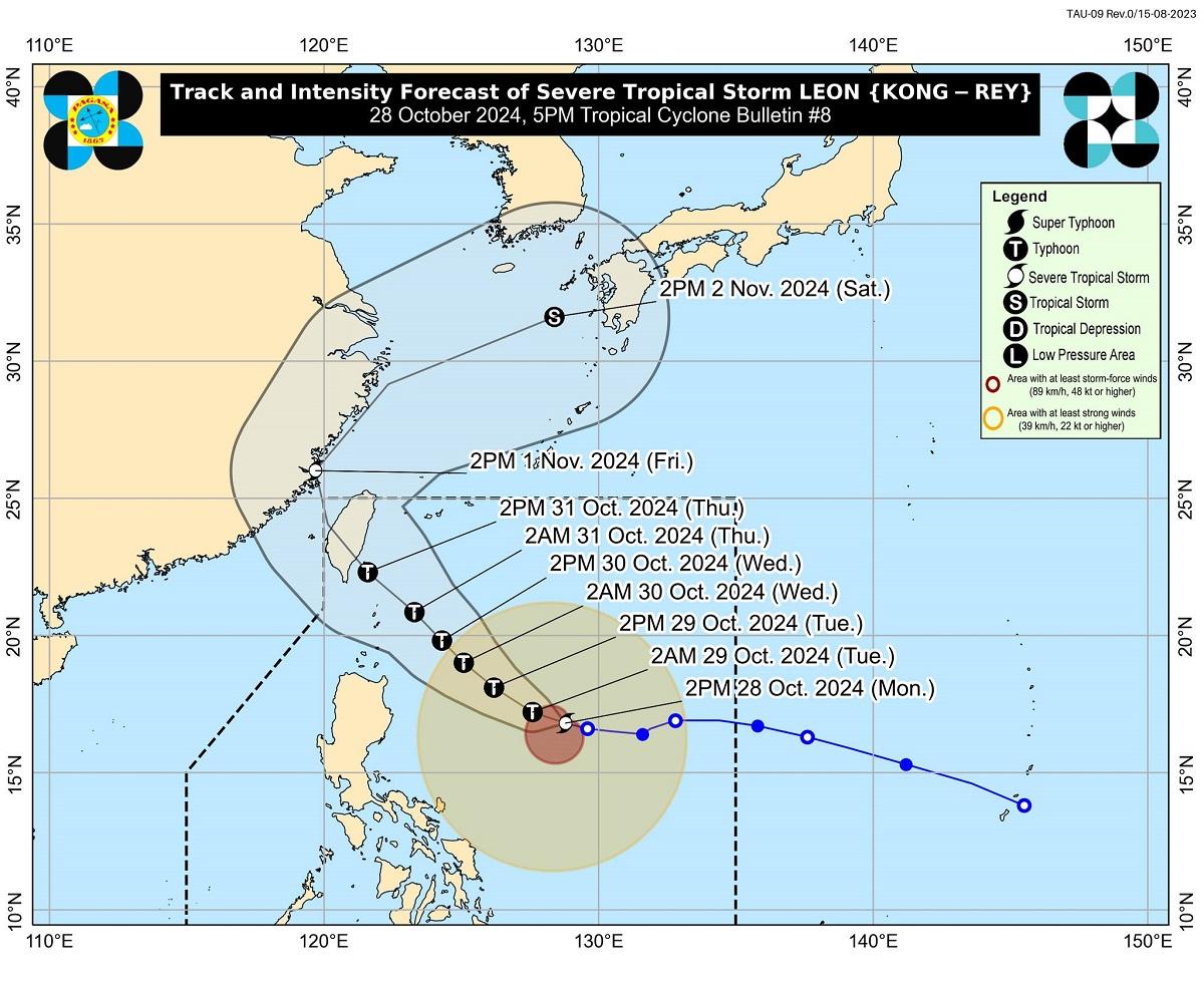 Tropical Storm Leon at 5 p.m. on Oct. 28, 2024