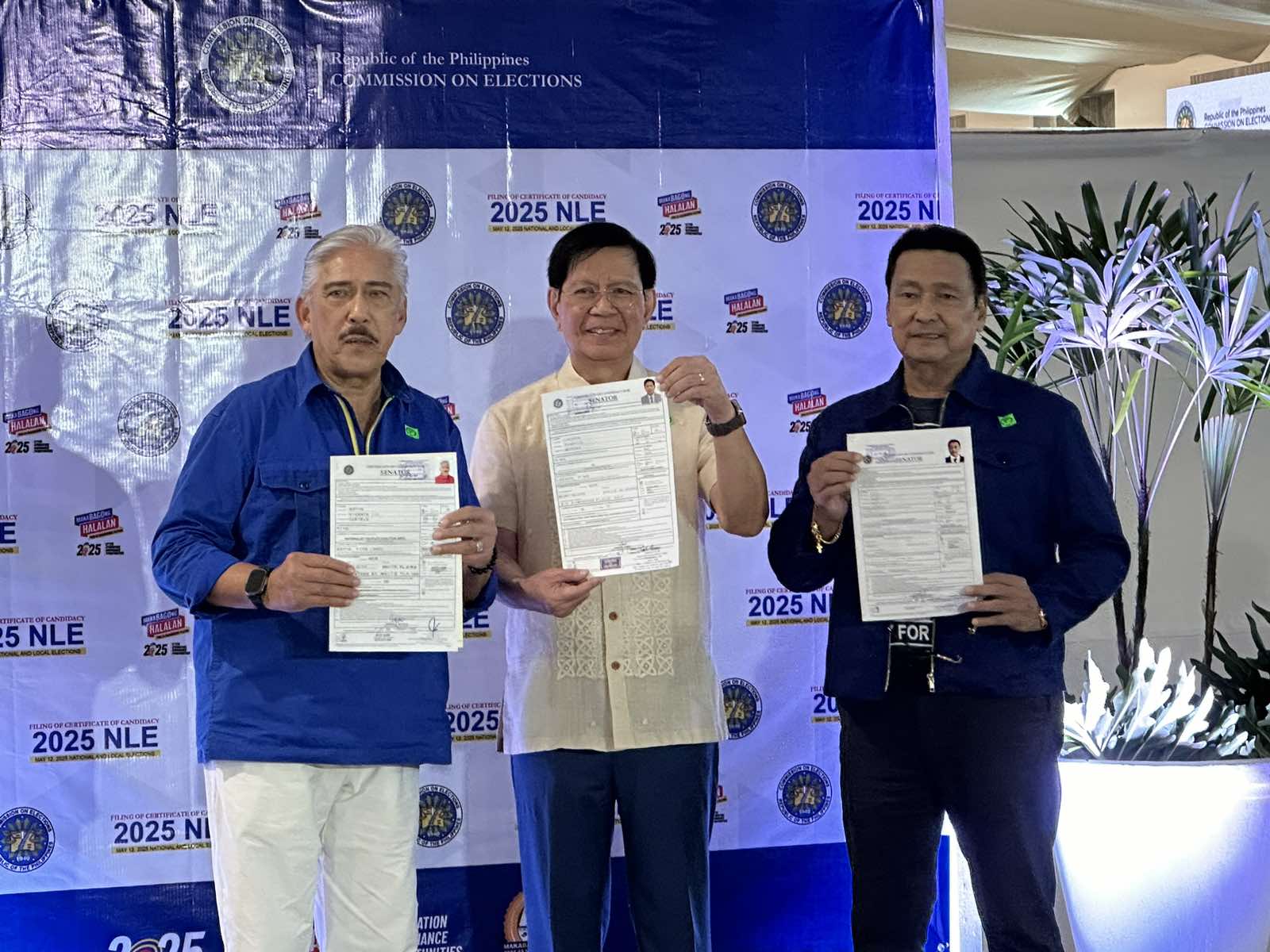 Tito Sotto, Ping Lacson, Lito Lapid file COC for Senate