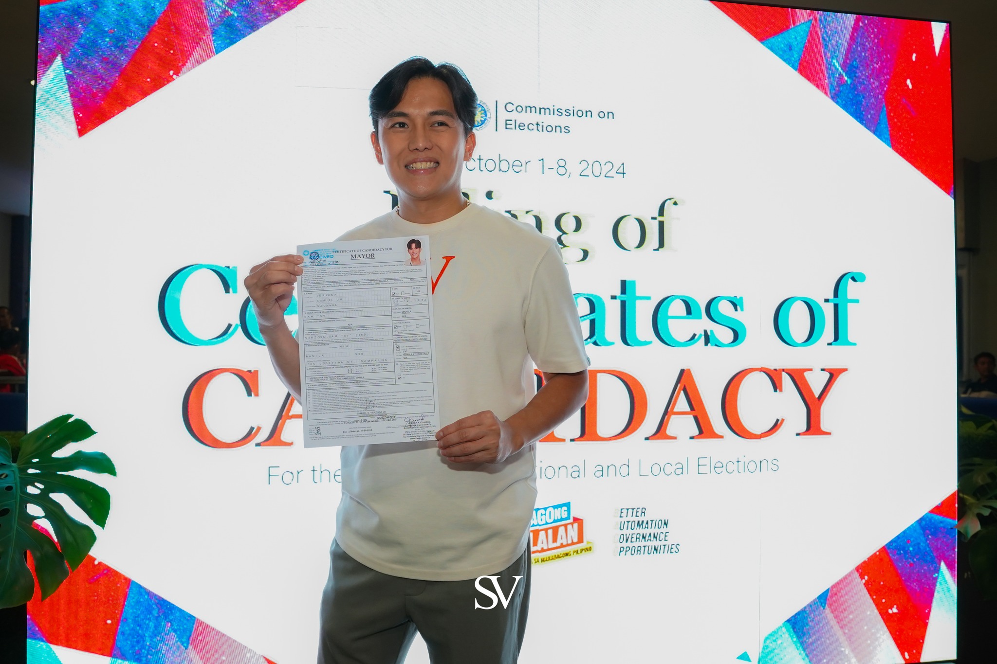 Sam Verzosa files COC for Manila mayor 