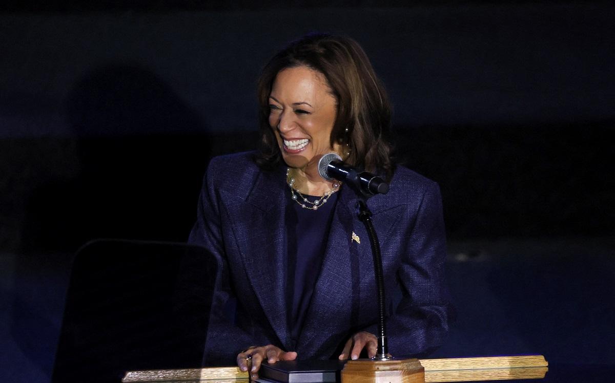 Democratic presidential nominee US Vice President Kamala Harris