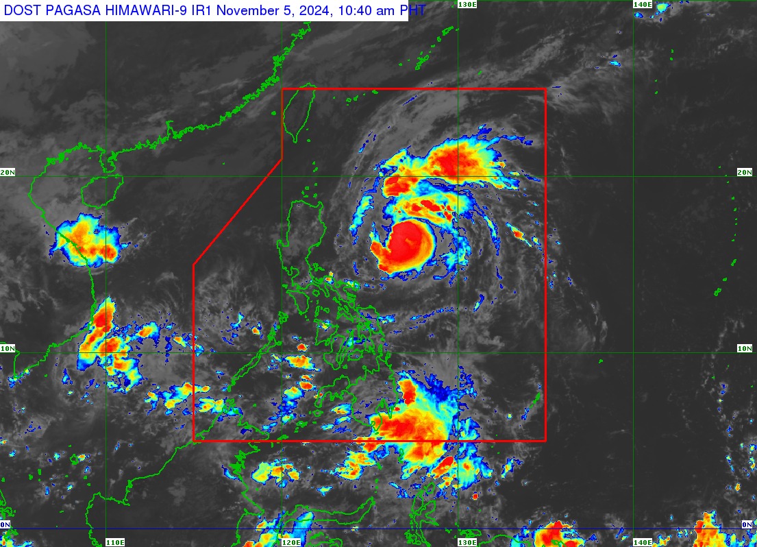 Tropical Cyclone Wind Signal No. 1 is raised over 12 areas in Luzon as Marce intensified into a typhoon 