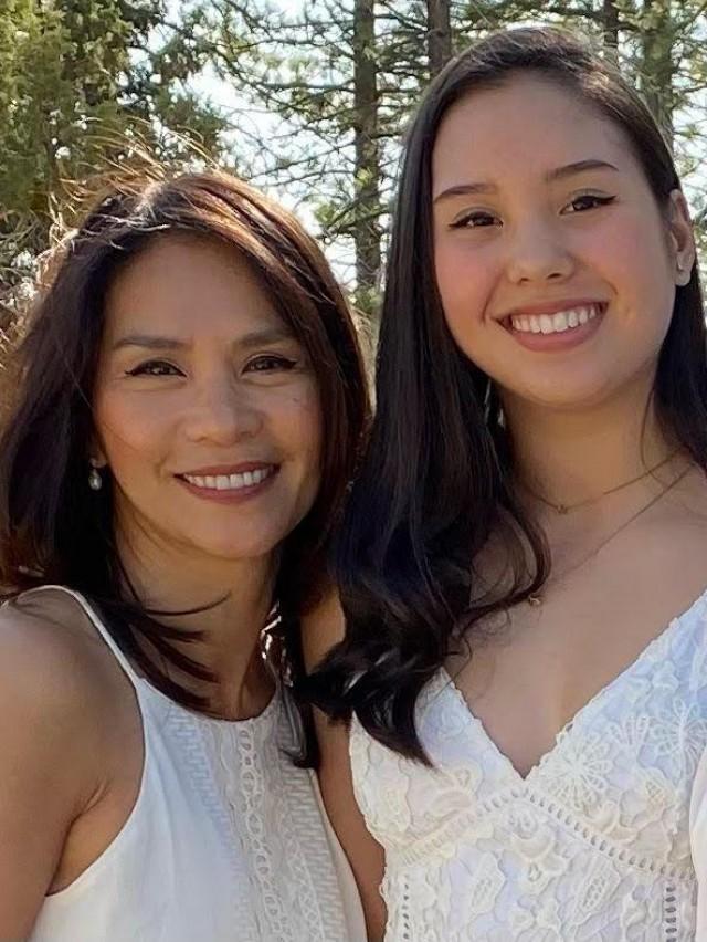 With her Filipino mom. â€˜Brave and responsible daughter.â€™ Photos courtesy of the Roberts family