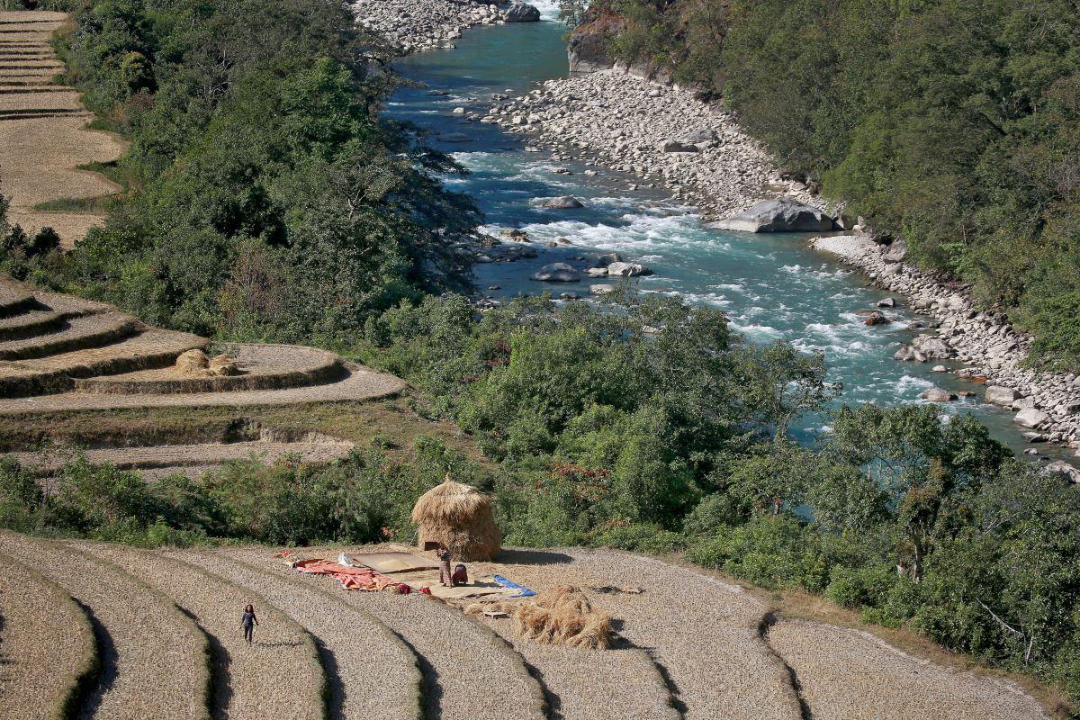 People farm in the Punakha valley, Bhutan